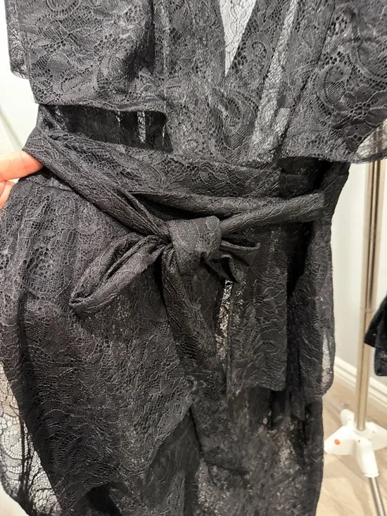 BCBGMaxAzria Lace Peplum Long Trench XXS - Picture 9 of 12